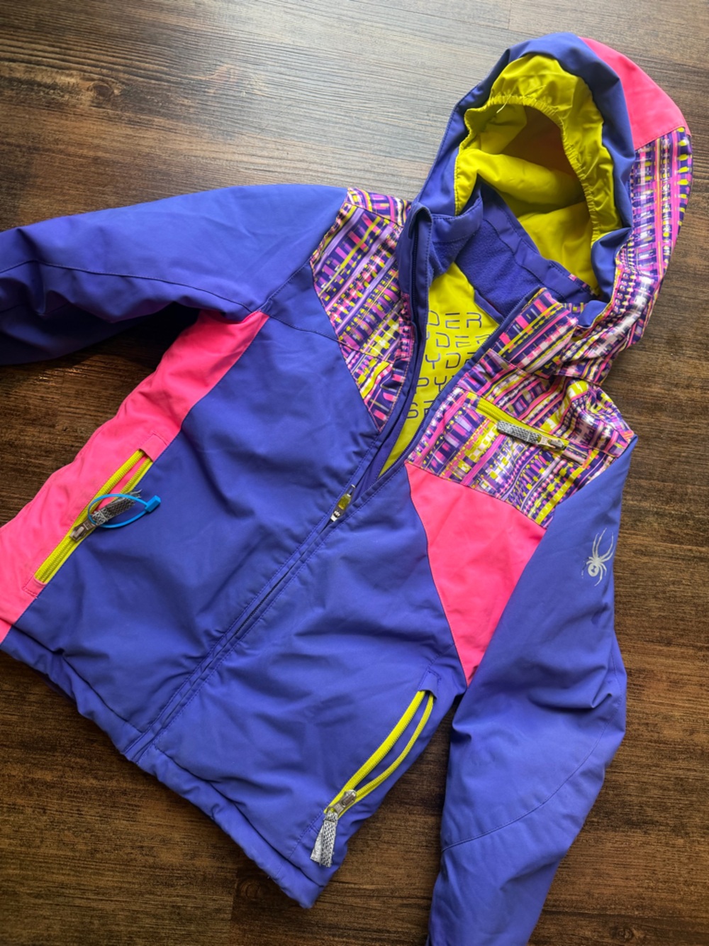 Spyder Kids Purple and Pink Jacket with Neon Yellow Accents
